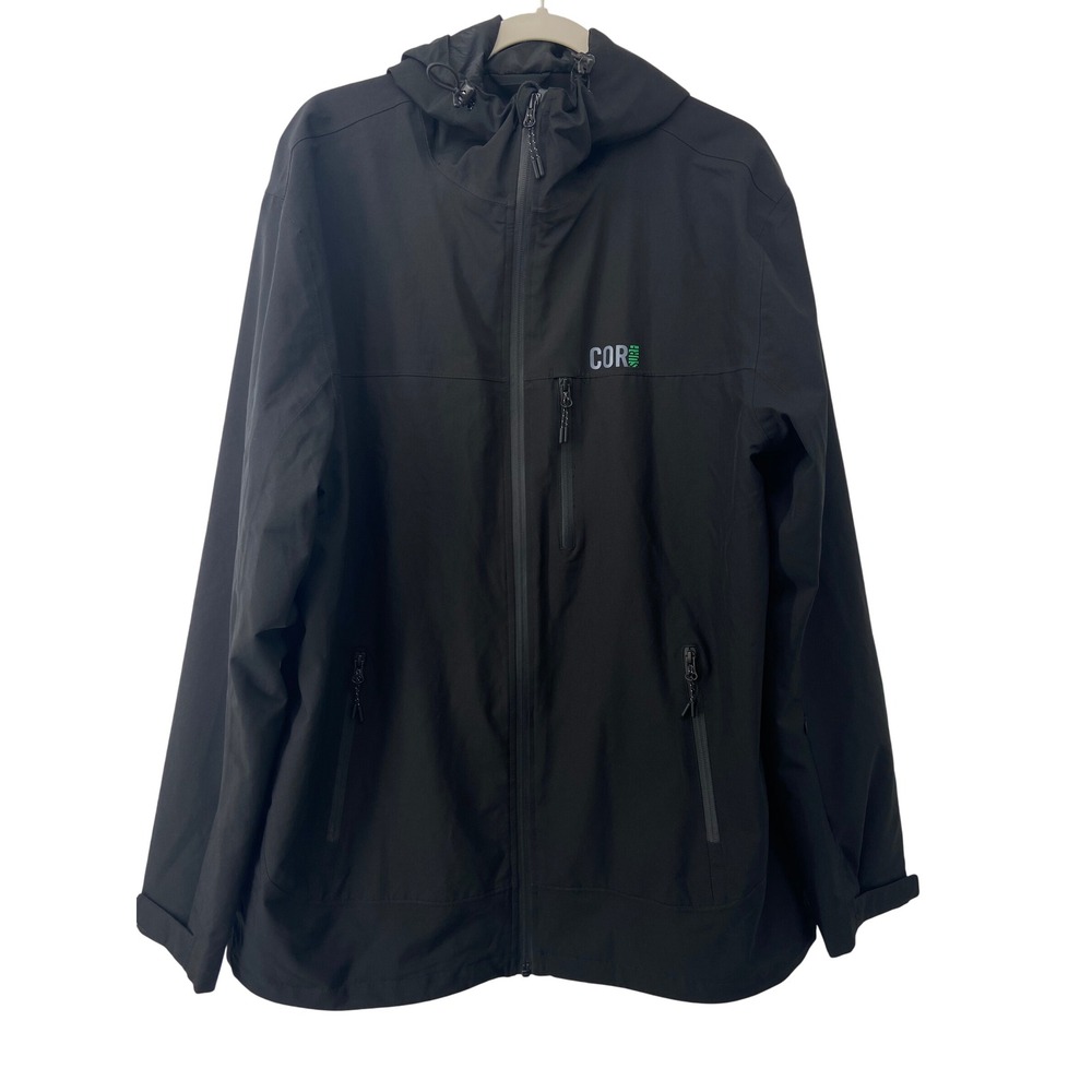 COR Surf Jacket Men 2XL Black Swim Travel Hooded Lined Outdoor Light Windbreaker